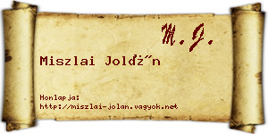 Miszlai Jolán névjegykártya