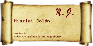 Miszlai Jolán névjegykártya
