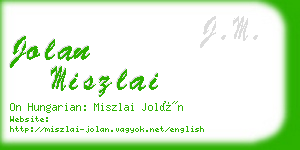 jolan miszlai business card